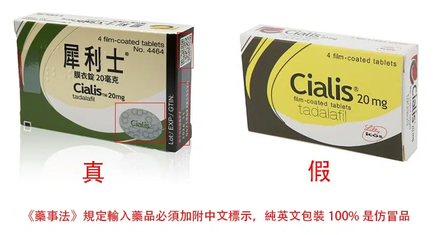 犀利士真假藥包裝對比圖